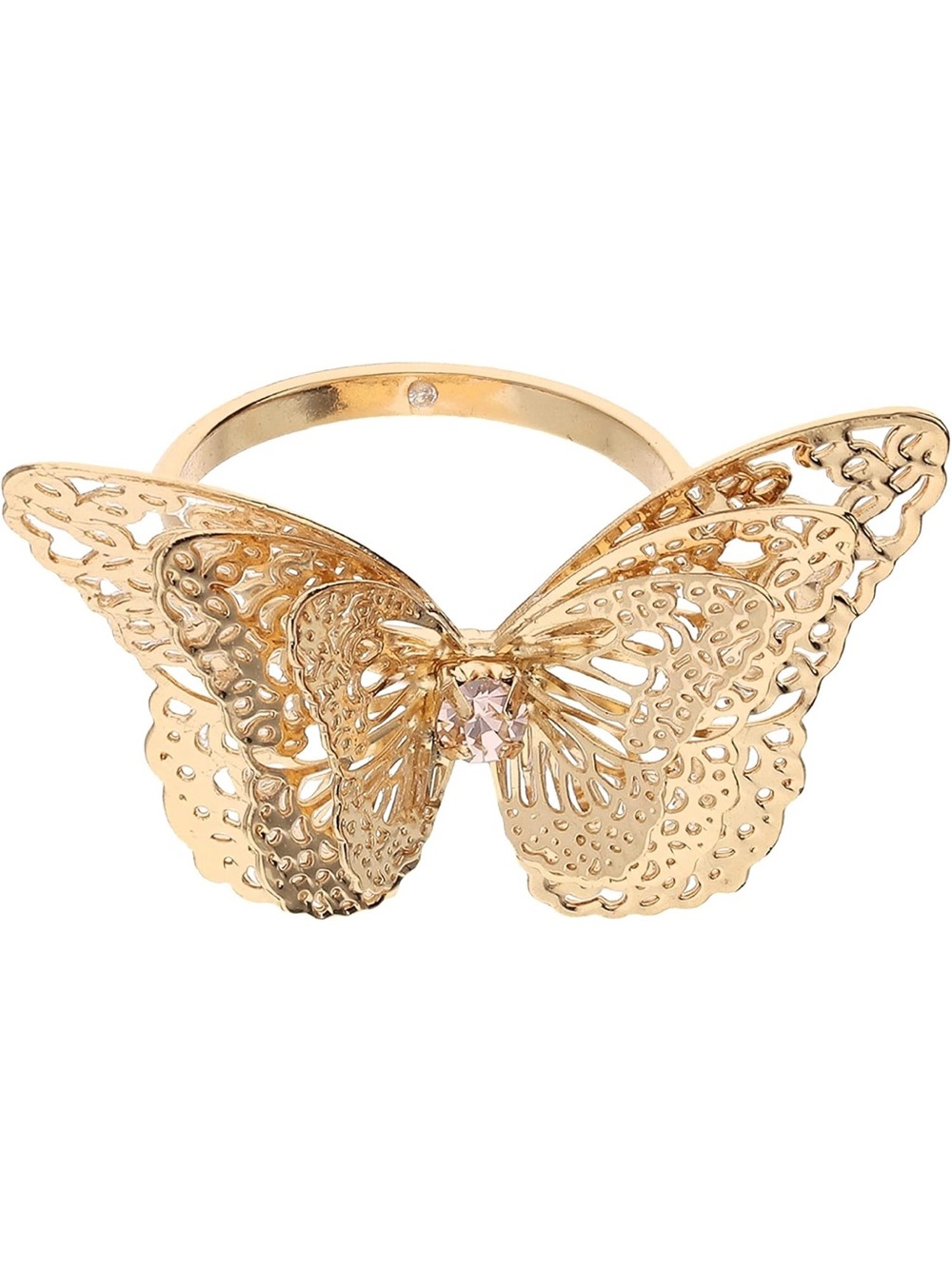 Gold 3D Butterfly Statement Cocktail Ring